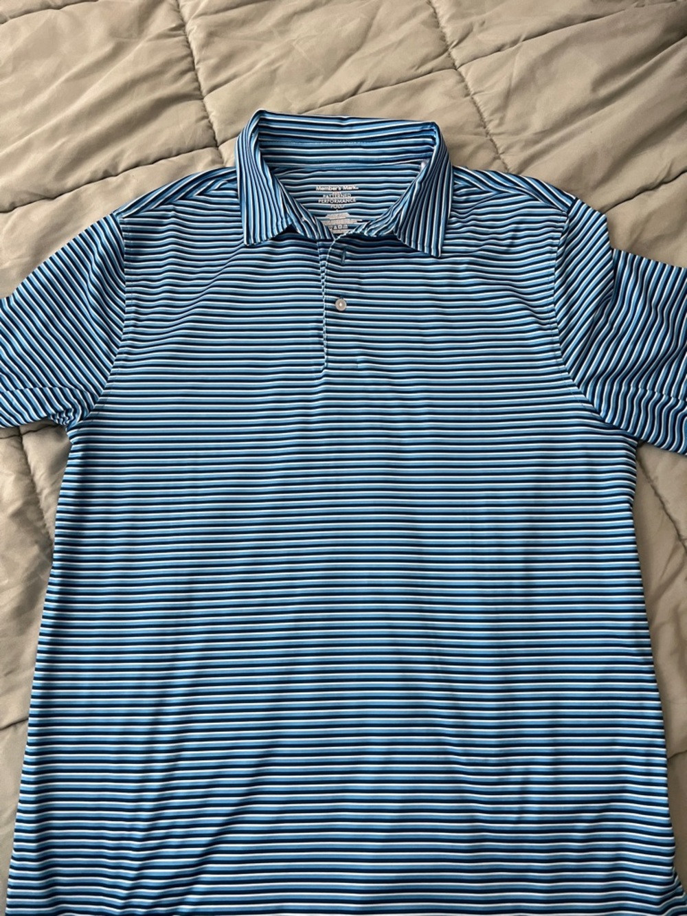 Striped Blue Performance Polo Shirt